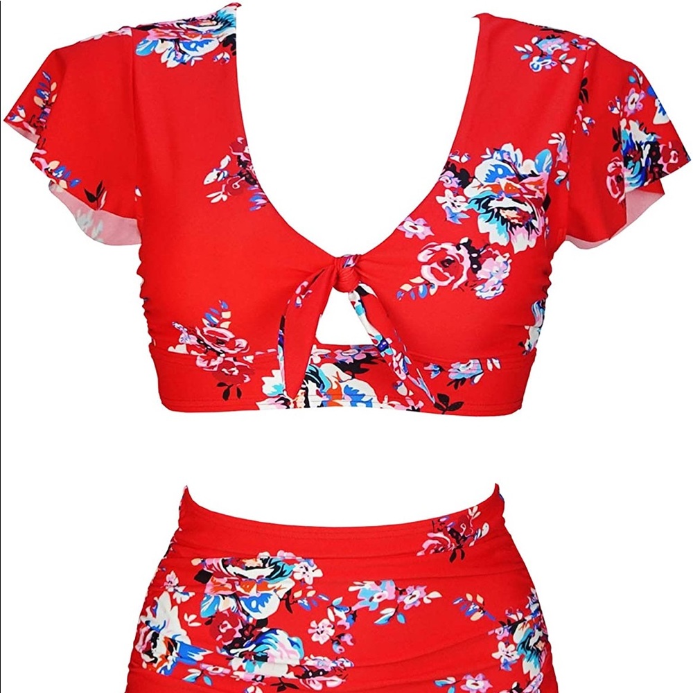 COCOSHIP Tie Knot Front Top Swimwear